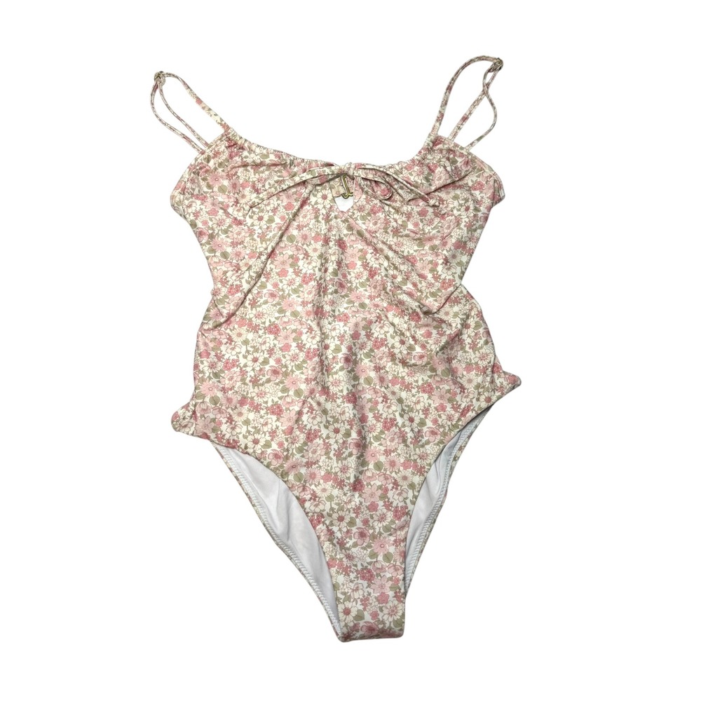 Rhythm Womens Floral One Piece Swimsuit Pink Cream Sage Green Size Medium